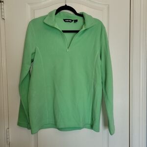 Lands' End Fleece Pullover 1/4 Zip Long Sleeve Green Women's Size Medium 10-12